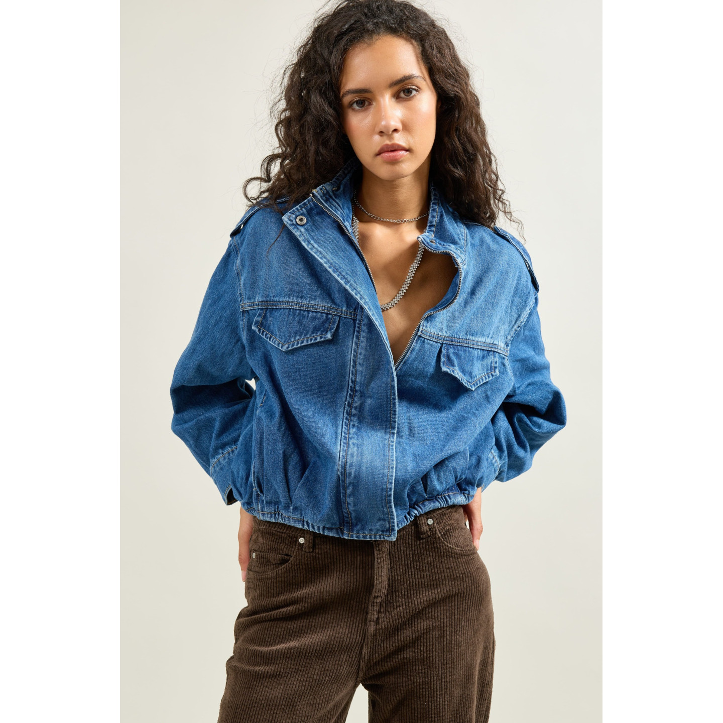 Veste en jean femme courte en denim stretch | M by Lau