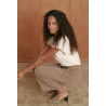 Pantalon tailleur femme large à plis noir ou beige | M by Lau