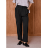 Pantalon tailleur femme large à plis noir ou beige | M by Lau