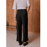 Pantalon tailleur femme large à plis noir ou beige | M by Lau