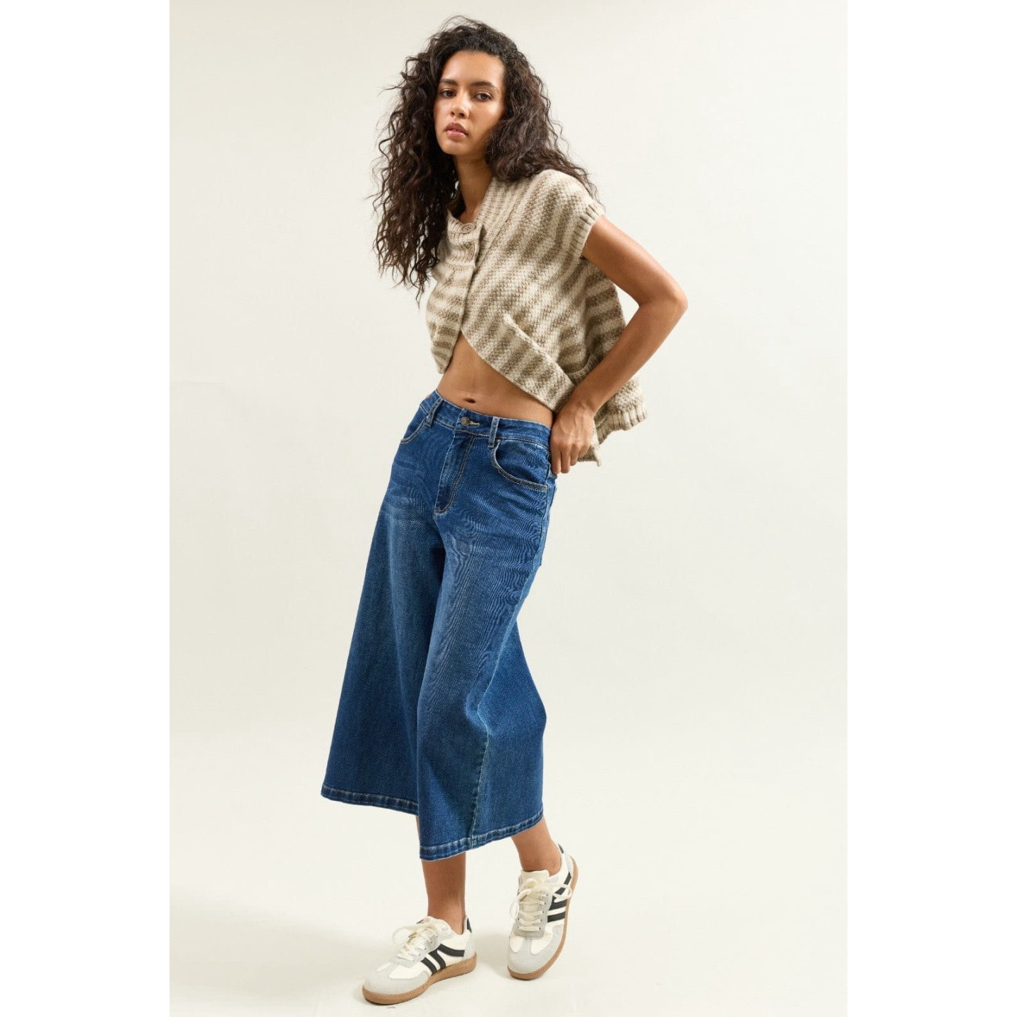 Jean femme cropped large brut délavé ROMY | M by Lau  URL simplifiée