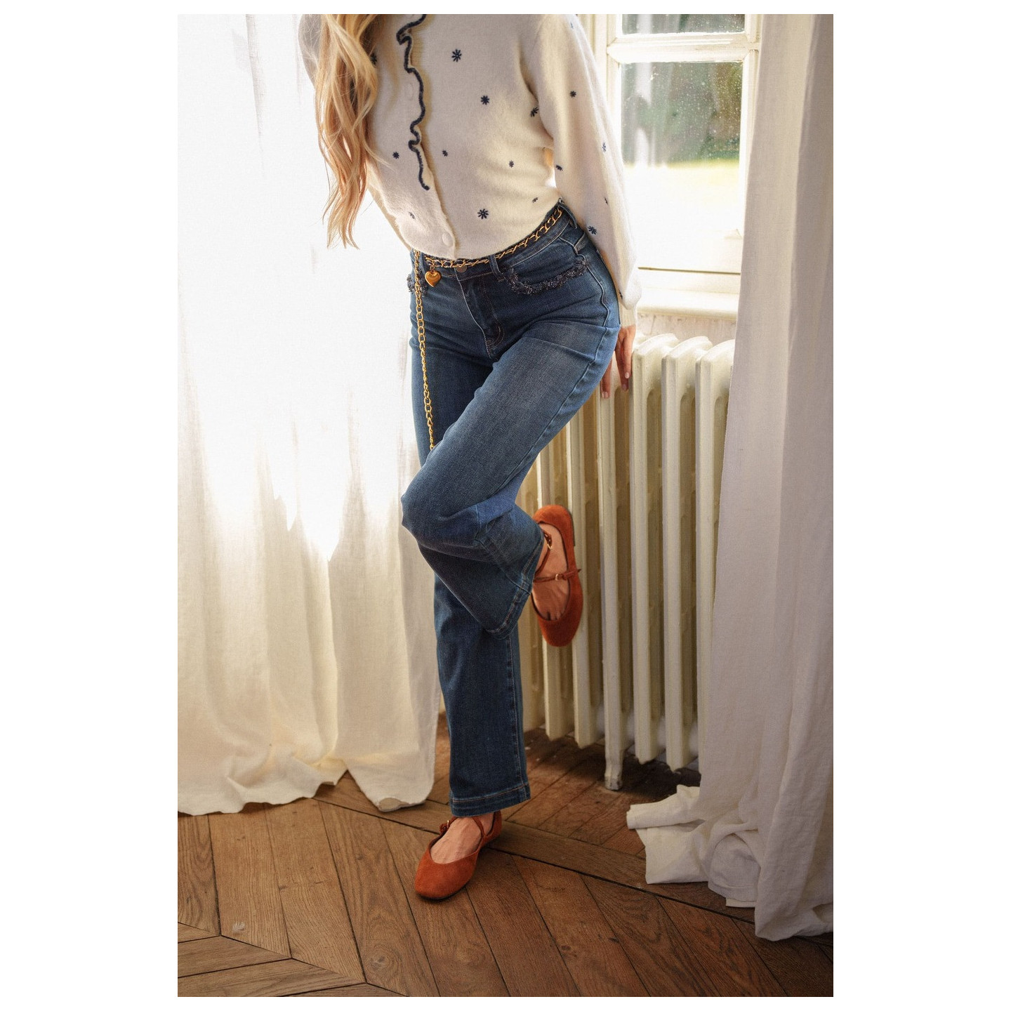 Jean femme coupe droite large