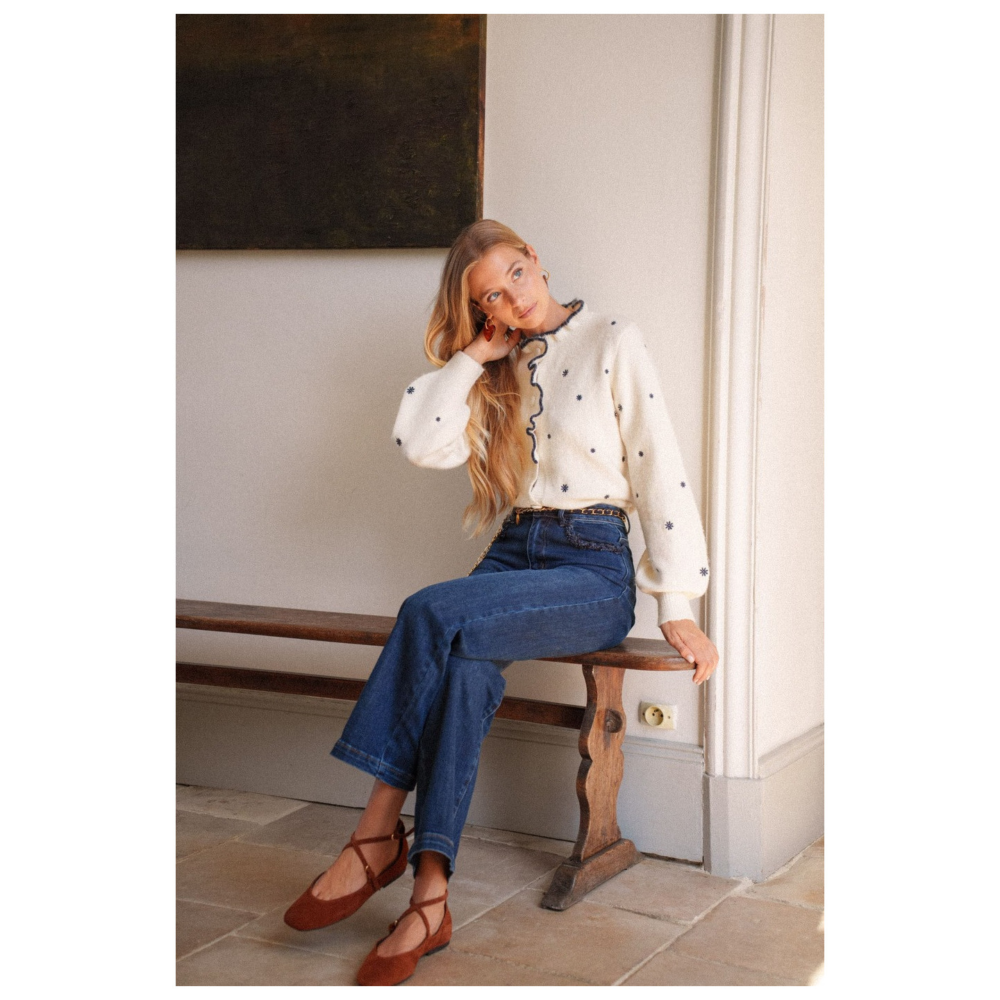Jean femme COCO coupe large avec ceinture chaîne | M by Lau