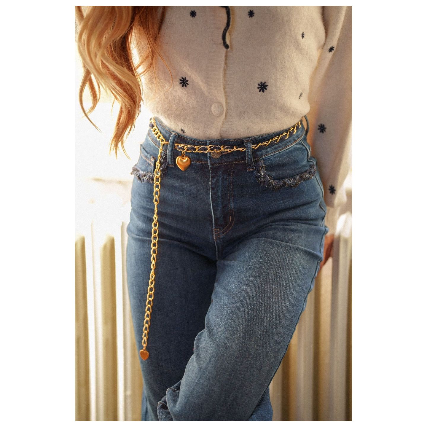 Jean femme COCO coupe large avec ceinture chaîne | M by Lau