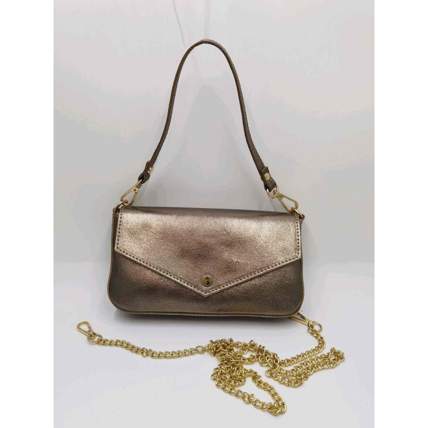 Sac pochette PERLA en cuir lamé