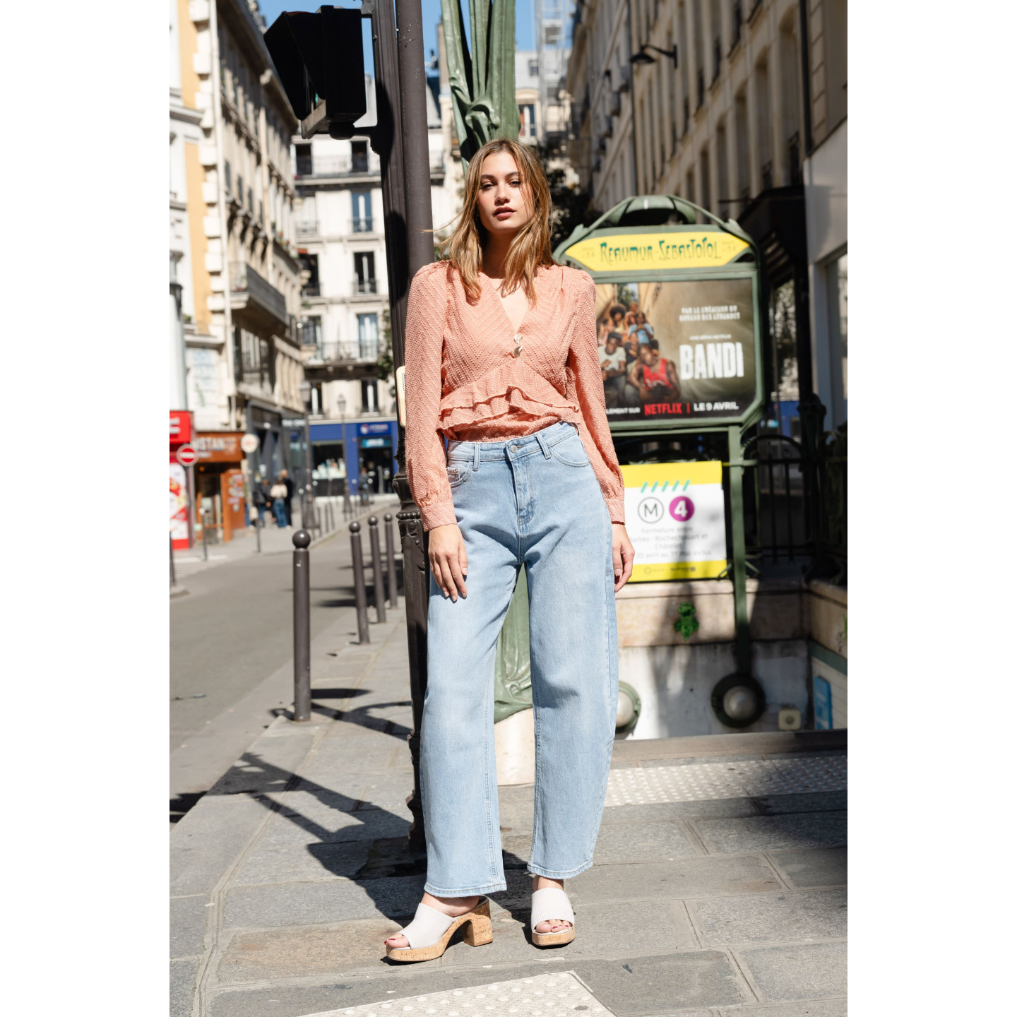 Jeans barrel femme delave