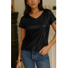 T-shirt femme métallisé AURA col V | M by Lau
