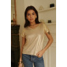 T-shirt femme métallisé AURA col V | M by Lau