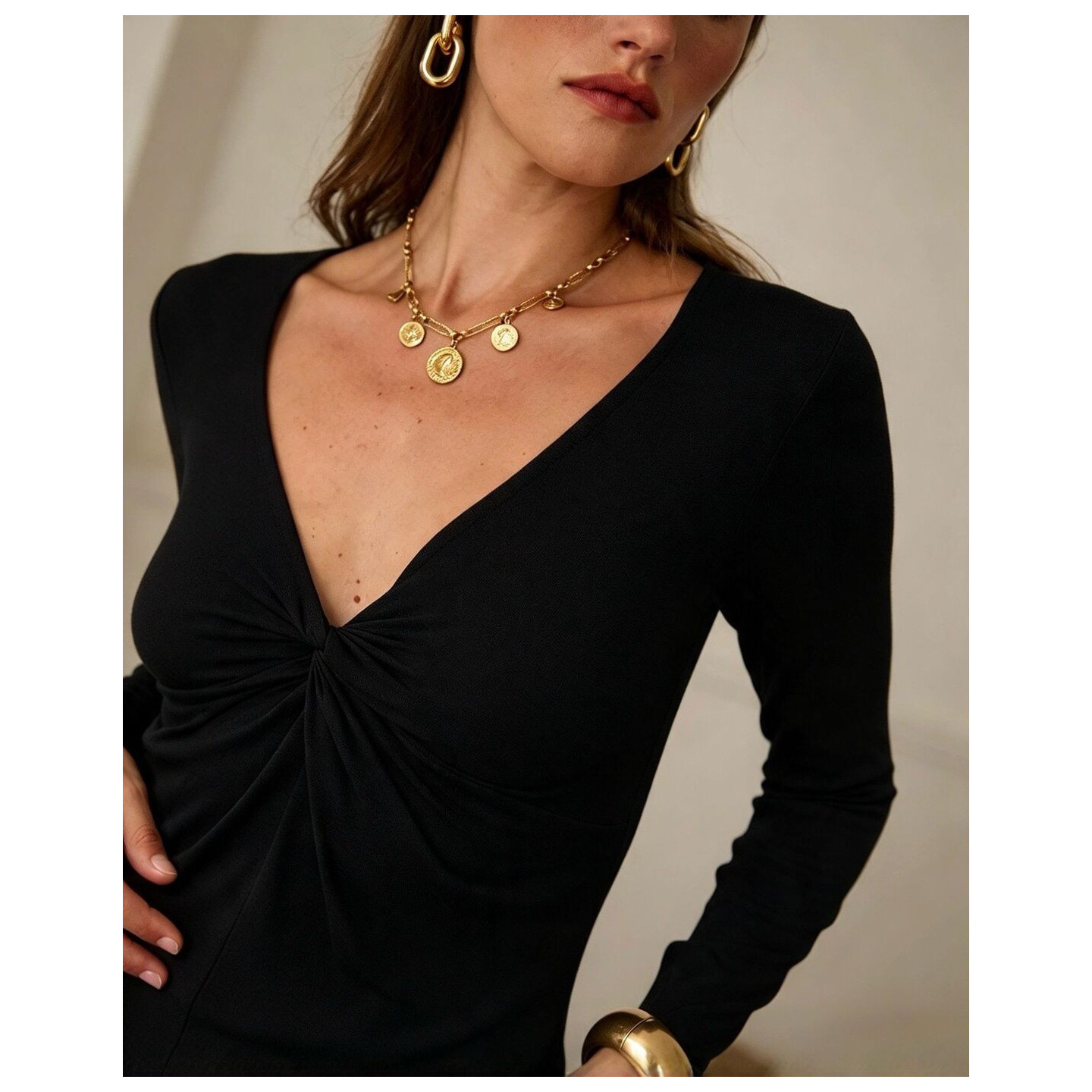 Top AVA femme col V torsadé cache cœur | M by Lau